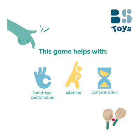 Bs Toys Holz-Padelschläger – Padelschläger – Padelschläger für Kinder – Outdoor-Spielzeug für Kinder – Lernspielzeug – Geschenk für Kinder – Holzspielzeug – Outdoor-Spielzeug – Strandspielzeug – Sport