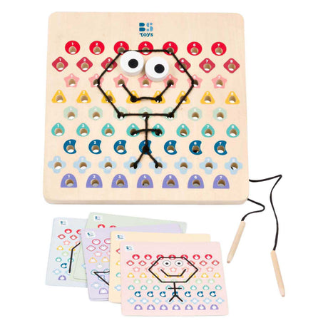BS Toys Thread and Code GA519 – Streichspiel aus Holz mit Kartenseilen