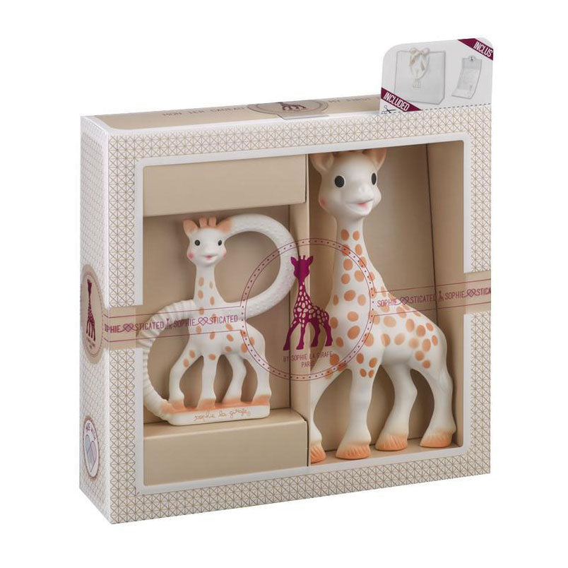Sophie die Giraffe, anspruchsvolles Geschenkset – Babyspielzeug – So Pure-Beißring – Mutterschaftsgeschenk – Babyparty-Geschenk – 4-teilig