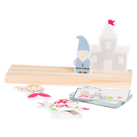 Bs toys sprookjes - luister en plaats - educatief houten kinderspeelgoed vanaf 4 jaar - sprookjes spel met 10 kaarten 9 houten speelstukken - luister-, observatie- en geheugenspel voor 1-2 spelers - verhalen vertellen rollenspel speelgoed