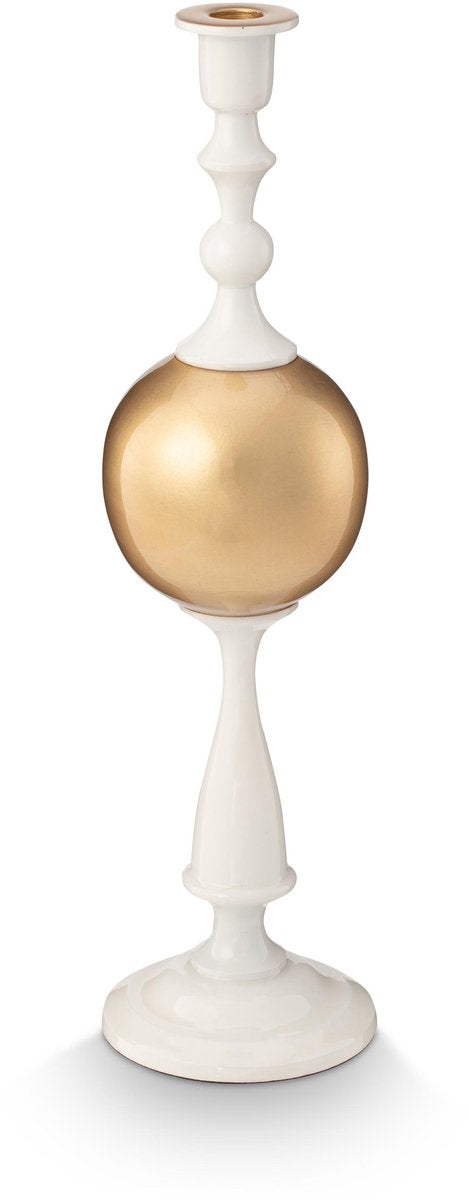 Pip studio kandelaar sphere - kaarsenhouder van metaal - wit goud - 44cm