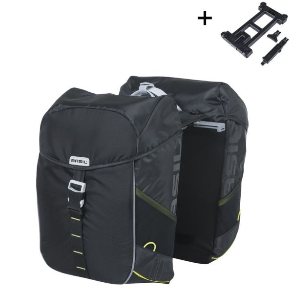 Basil Doppel-Fahrradtasche Meilen 34 Liter 13 x 26 x 35 cm (2x) - Schwarzkalk