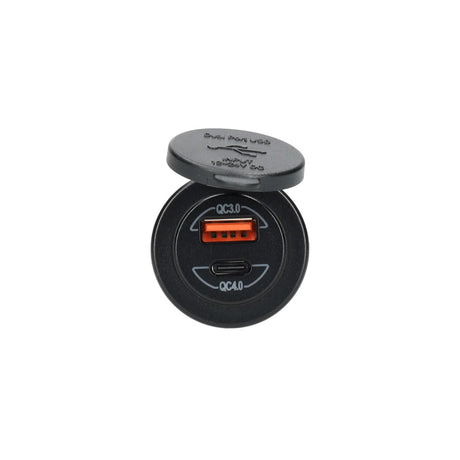 Power Line USB-Ladegerät integriert mit USB-A QC3.0 und USB-C QC4.0