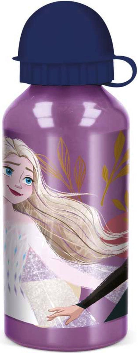 Stor Disney's Frozen II Aluminium-Trinkflasche – 400 ml – leicht – auslaufsicherer Schraubverschluss – Trinkflasche für Kinder – lila dunkelblau