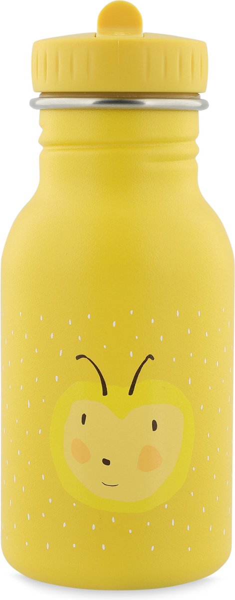 Trixie Trinkflasche - mrs. bumblebee – Edelstahl-Wasserflasche für Kinder – 350 ml – auslaufsichere Flasche – gelb