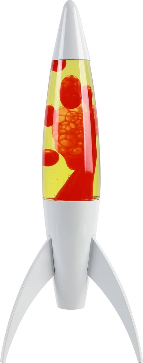 I-total Lavalampe – Lavalampe – Stimmungslampe – 45 x 20 cm – Glasaluminium – 25 W – orangefarbene Flüssigkeit mit roter Lava – weißer Sockel – XL2934