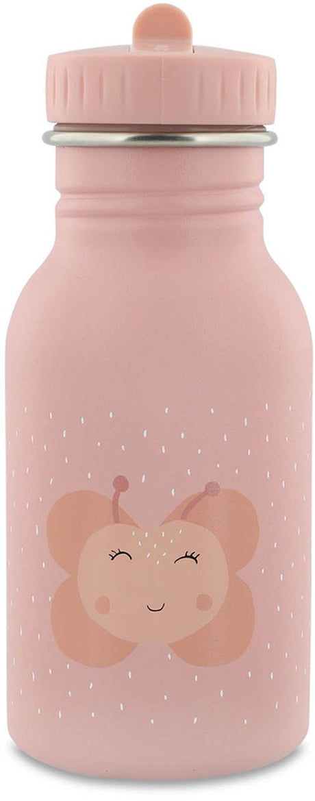 Trixie Trinkflasche – mrs. Schmetterling – Edelstahl-Wasserflasche für Kinder – 350 ml – auslaufsichere Flasche – Rosa – Schmetterling