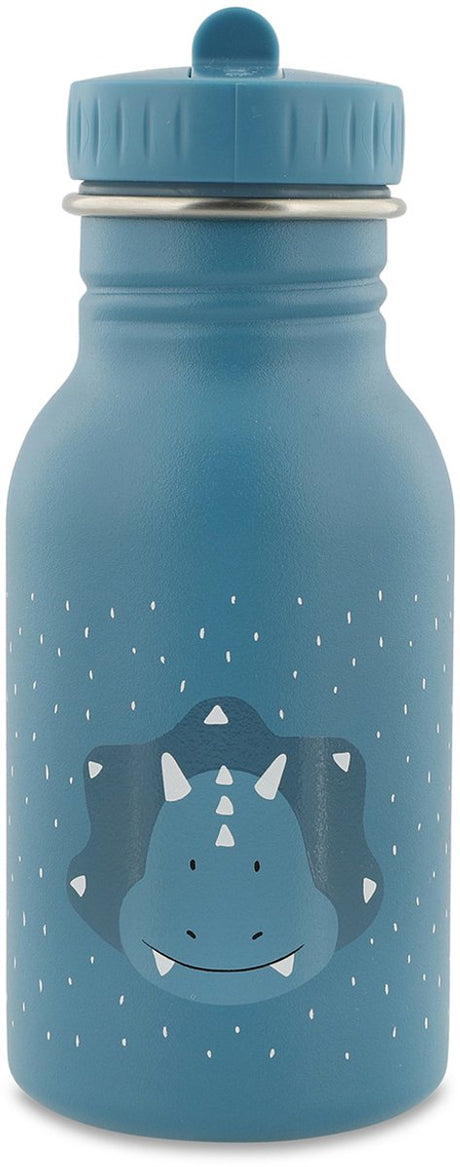 Trixie Trinkflasche - mr. Triceratops – Edelstahl-Wasserflasche für Kinder – 350 ml – auslaufsichere Flasche – Blau – Dino