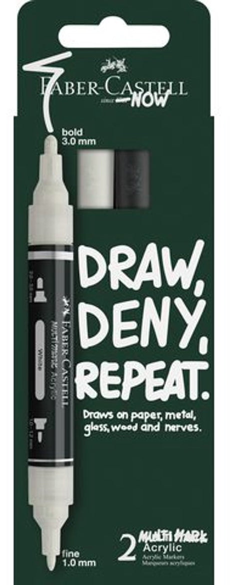 Faber-castell acrylmarker faber castell multimark 2 stuks zwart wit kartonetui - fc-186011