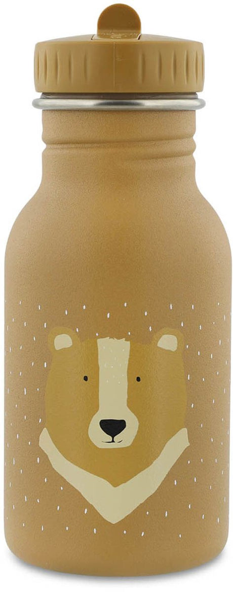 Trixie Trinkflasche - mr. Bär – Edelstahl-Wasserflasche für Kinder – 350 ml – auslaufsichere Flasche – Braun – Bär