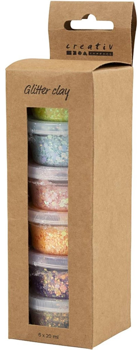 Creativ Company Glitter Clay 6x20 ml Pastellfarben