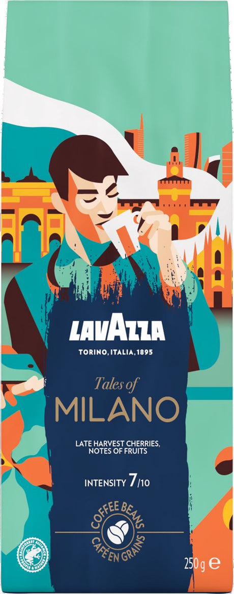 Lavazza Tales of Milano Kaffeebohnen – 6 x 250 Gramm – 100 % Arabica-Kaffeebohnen – Intensität 7 10