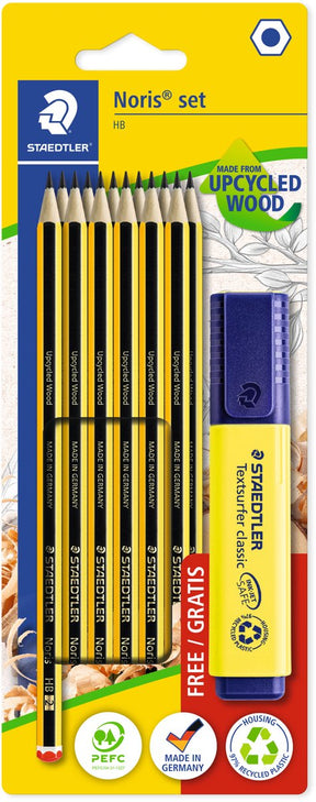 Staedtler noris® 120 grafietpotlood - set met 12 hb-potloden + gratis tekstmarker textsurfer classic geel