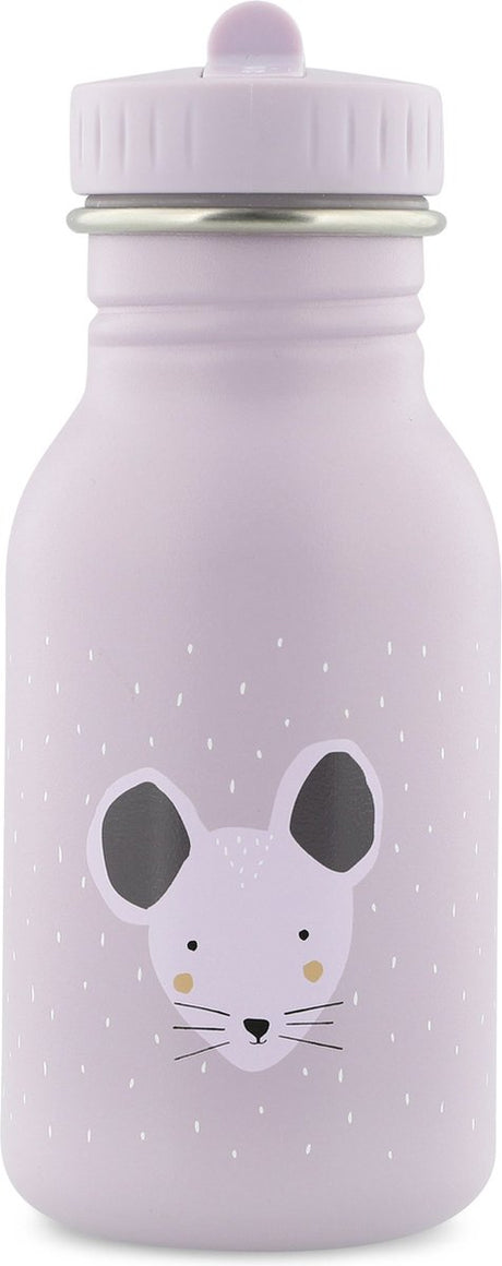 Trixie Trinkflasche - mrs. Maus – Edelstahl-Wasserflasche für Kinder – 350 ml – auslaufsichere Flasche – violett