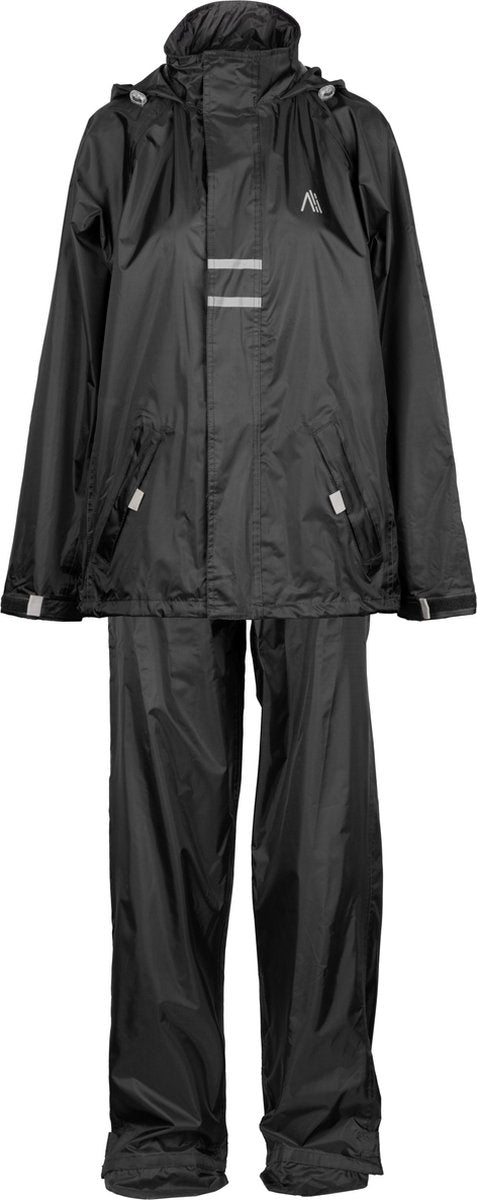 Ralka regenpak waterdicht ademend - kind - reflectie - zwart - maat 152
