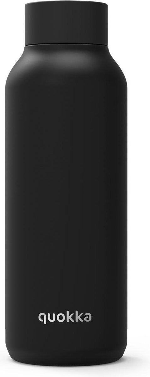 Quokka drinkfles rvs solid jet black 510 ml zwart