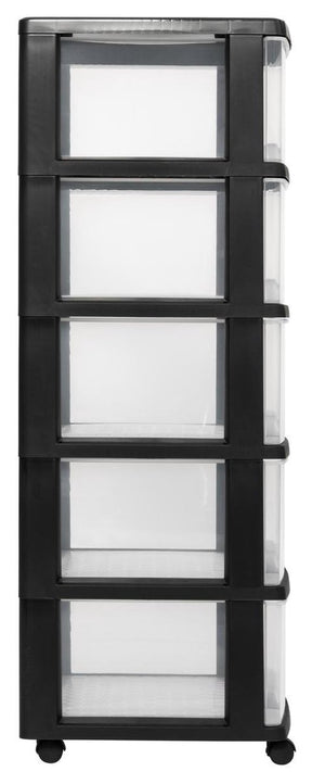 Curver Essentials Schubladensystem – 5x20 Liter – schwarz transparent