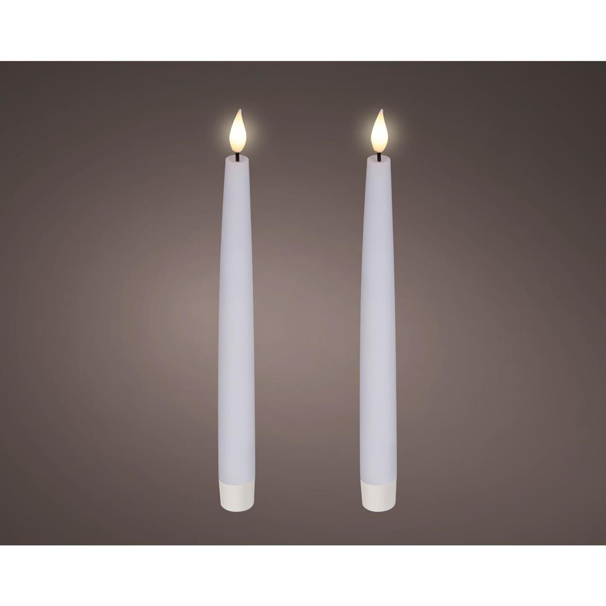 Lumineo realistische led dineraars met vlam effect ø2,2x24,5cm wit met 6uur timer werkt op batterij-2 stuks