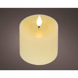 Lumineo realistische led kaars met wax pit en vlam effect ã˜7.5x9,5cm crã©me met 6uur timer werkt op batterij