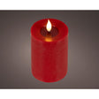 Lumineo realistische led kaars met wax pit en vlam effect ø7.5x13,5cm rood met 6uur timer werkt op batterij