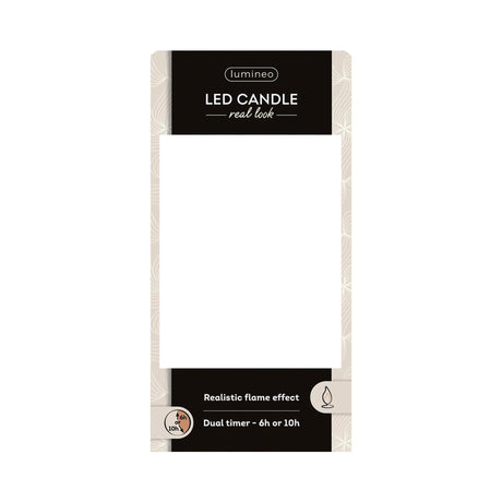 Lumineo realistische led kaars met wax pit en vlam effect ø7.5x13,5cm rood met 6uur timer werkt op batterij