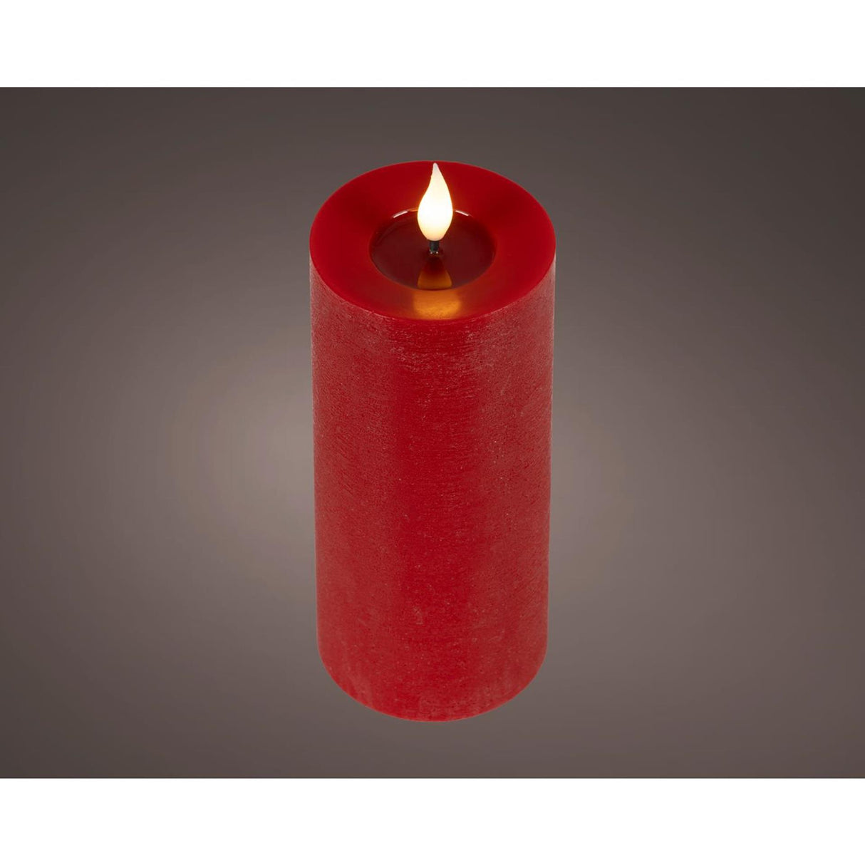 Lumineo realistische led kaars met wax pit en vlam effect ã˜7.5x20cm rood met 6uur timer werkt op batterij