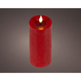 Lumineo realistische led kaars met wax pit en vlam effect ã˜7.5x20cm rood met 6uur timer werkt op batterij