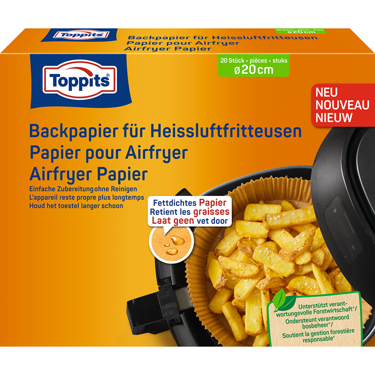 Toppits Airfryer Backbleche 20cm 20 Stück | 7 Stück
