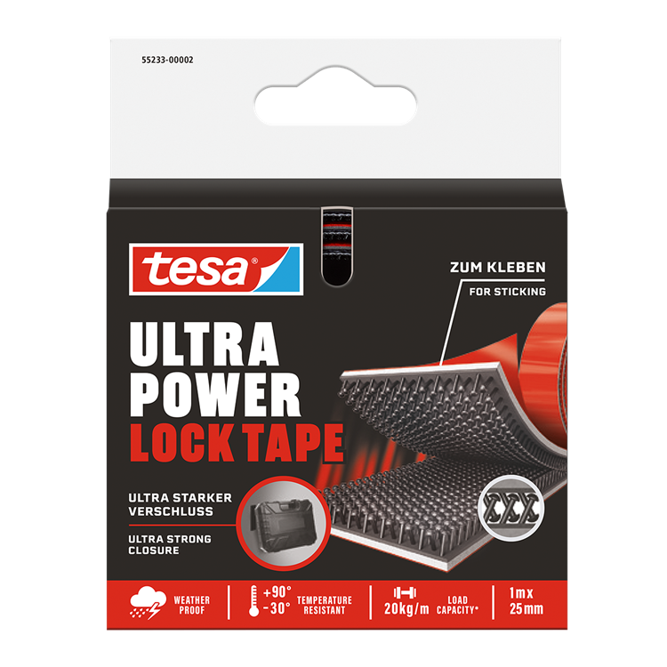Tesa klittenband ultra power lock tape zelfklevend extreem sterk weerbestendig – 1m x 25mm