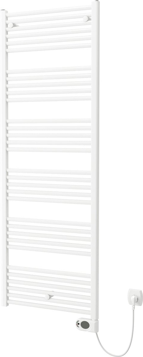 Elektrischer Handtuchheizkörper Plieger Elba – Handtuchwärmer – mit Uhrenthermostat – 170,2 cm x 60 cm – 900 Watt – Weiß