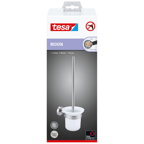 Tesa toiletborstel moon roestvrijstalen look zelfklevend zonder boren – 145x112x379mm