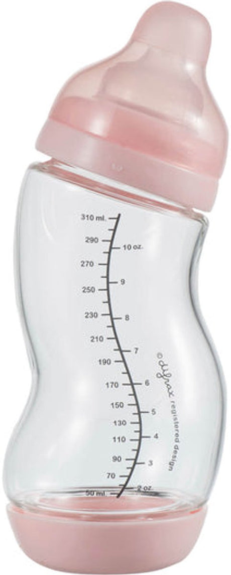 Difrax Babyflasche Naturglas – 310 ml – Rosa – 1 Stück – S-Flasche – Anti-Kolik
