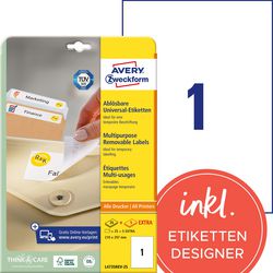 Wiederklebende Etiketten Avery Stick Lift weiß