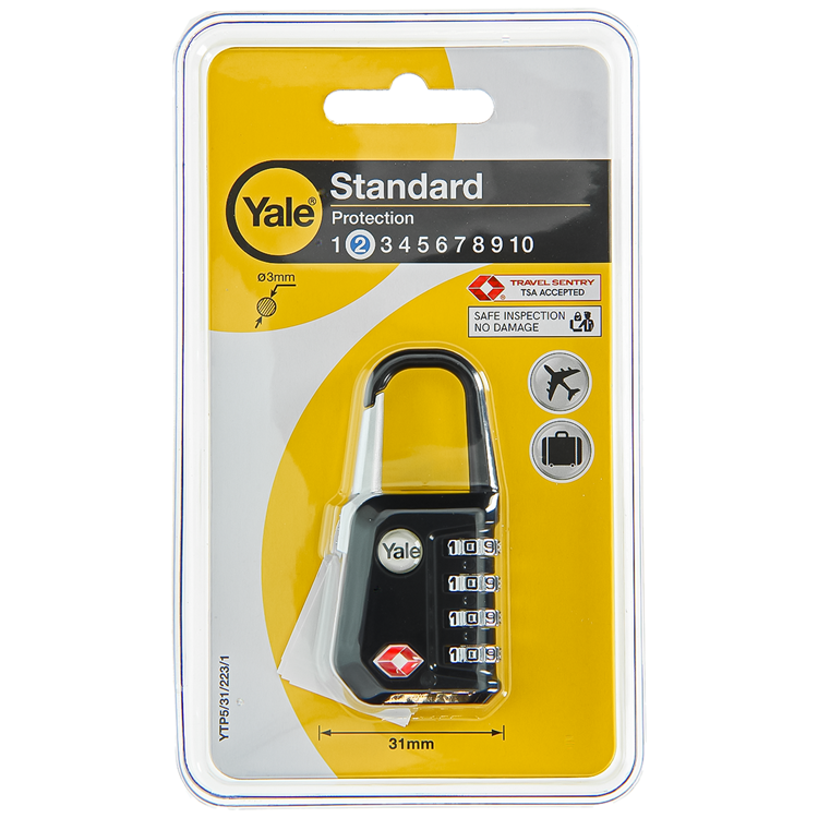 Yale 1060497 - code hangslot tsa zwart | 3 stuks