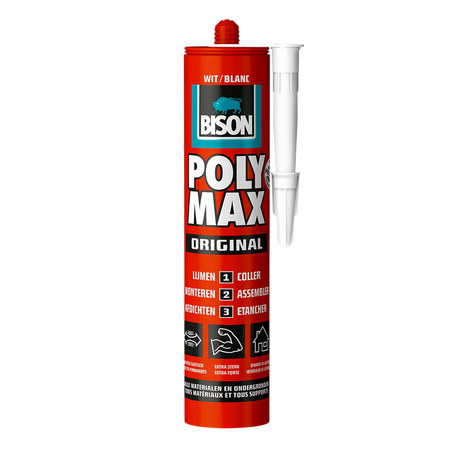 Bison 1029804 - b.poly max® koker 425 g wit | 3 stuks