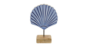 Shell mango wood 14x5x19cm blue