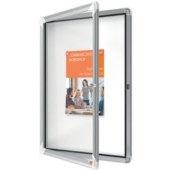 Nobo premium plus afsluitbare glazen binnenvitrine magnetisch voor 4xa4 formaat met zijslot - grijs wit