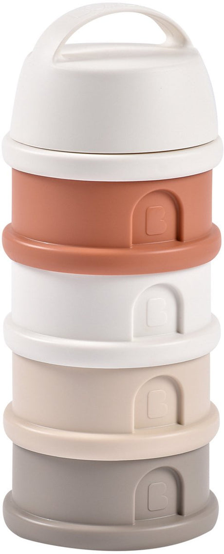 Béaba Milchturm – Dosierboxen für Babymilchpulver – 4-lagiger Milchpulverturm – Aufbewahrungsbehälter für Babynahrung – BPA-freier Pulverturm – Terrakottagrau