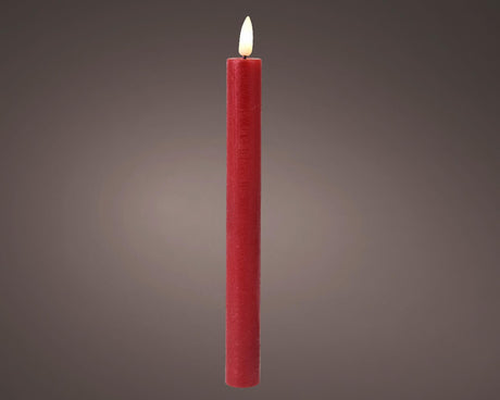 Lumineo Tafelkerzen-Set LED-Flamme 24cm rot 2-teilig