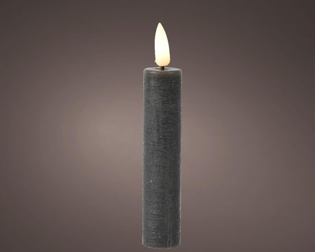 Lumineo Tafelkerzen-Set LED-Flamme 16cm grau 2-teilig