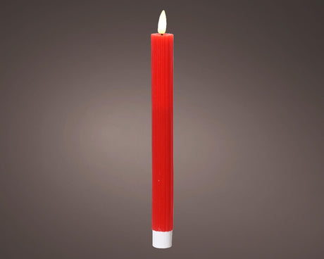 Lumineo Tafelkerze LED gerippt 24cm rot 2 Stk.