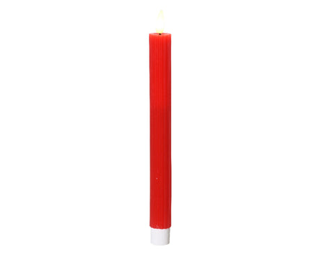 Lumineo LED-Dinnerkerzen 2-teilig mit flackernder Flamme, weihnachtlich, rot, Durchmesser 2 x 24,5 cm, Wachs mit 6-Stunden-Timer