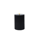Lumineo Kerze mit gerippter Flamme, H13 cm, schwarz