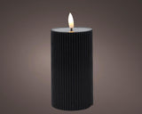 Lumineo Kerze LED gerippte Flamme 15cm schwarz