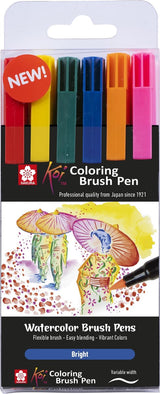 Sakura-Koi-Malpinselstift-Set, leuchtend, 6 Farben