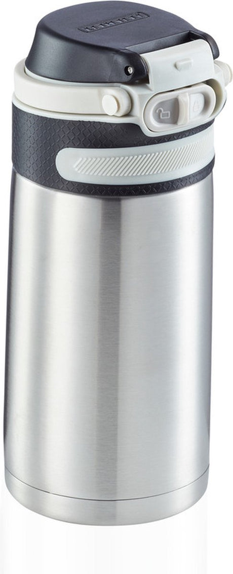Leifheit Flip-Thermosbecher – 350 ml – Edelstahl – Silber