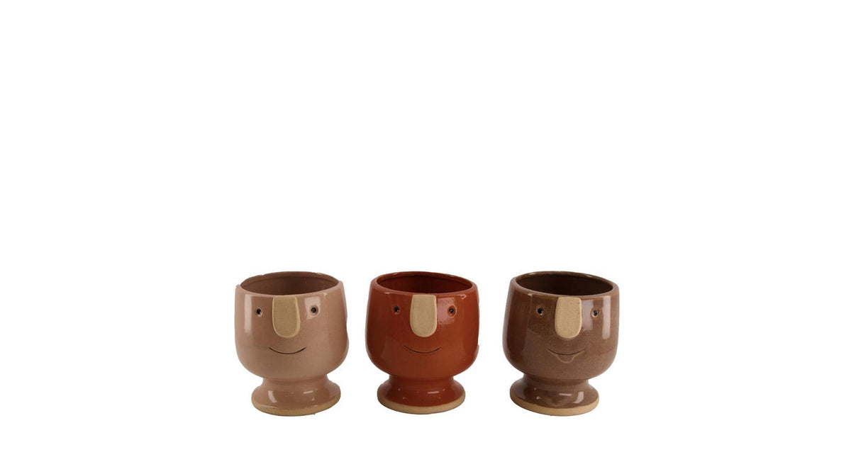 Planter face ceramic 13.7x13.3x14.3cm mixed