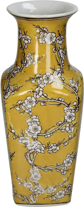 Hd collection vaas porselein geel 14.5x14.5x35cm