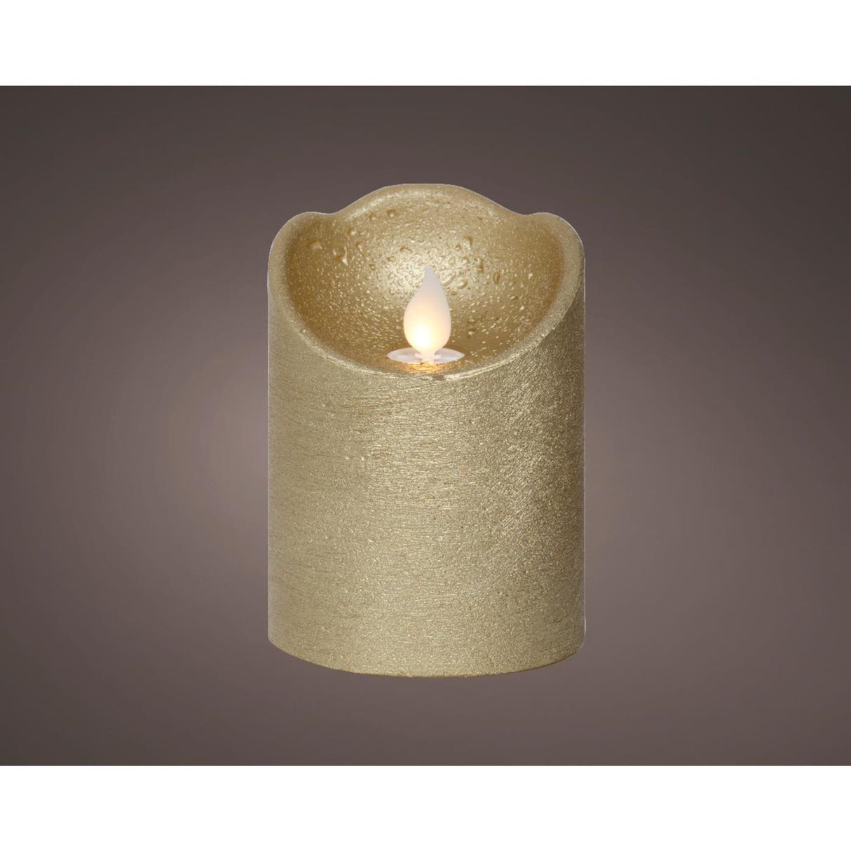 Lumineo LED-Wellenkerze Wachs Gold ø7,5xh10cm
