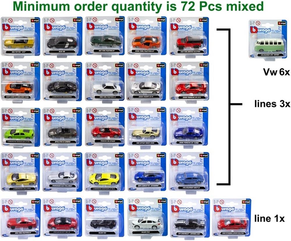 Dsp. burago die cast auto's metaal 1:64. | 72 stuks